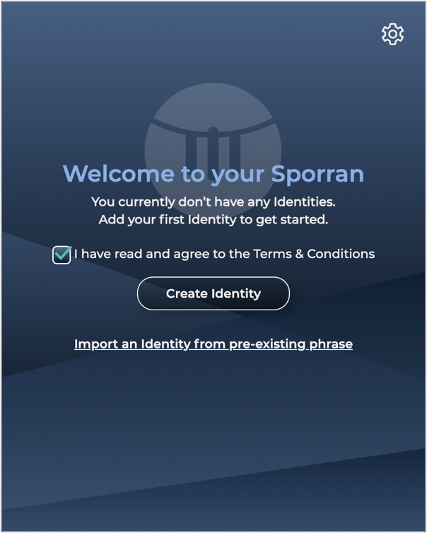 Sporran screenshot: start page